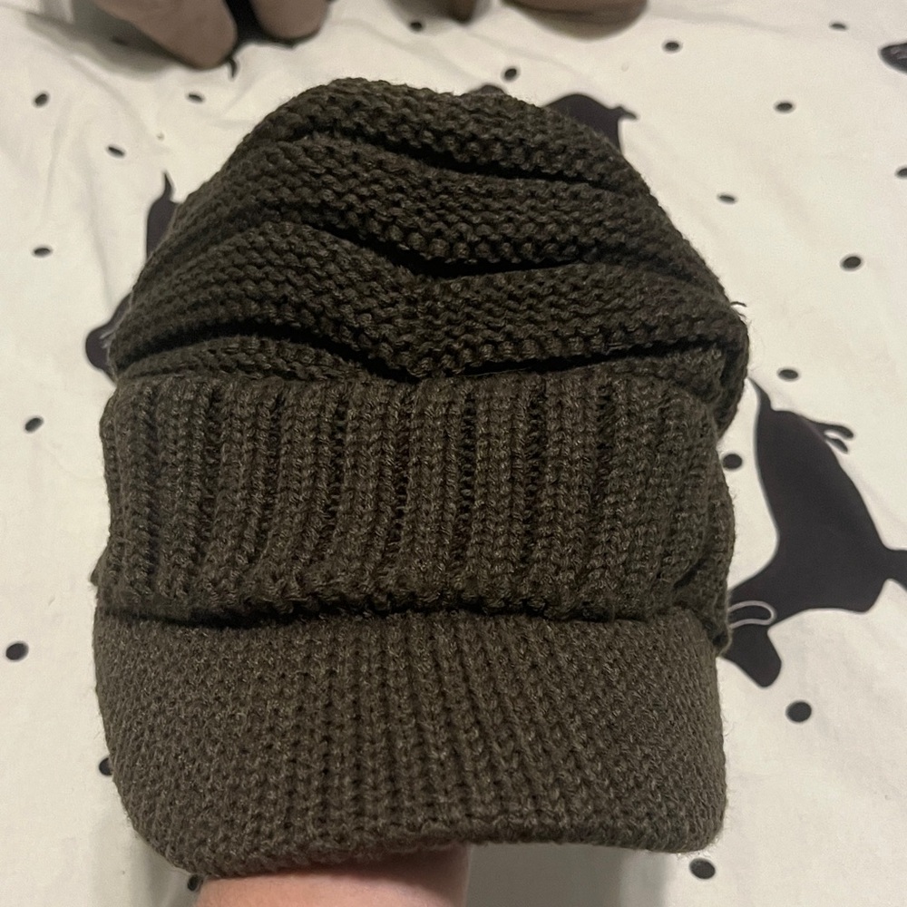 Olive Green Knit Beanie